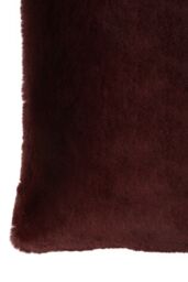 Orsina Navy Blue Faux Fur Square Cushion, Plush Feather Filled Decorative Pillow For Sofa Or Bed, Soft Faux-Suede in Red - thumbnail 5