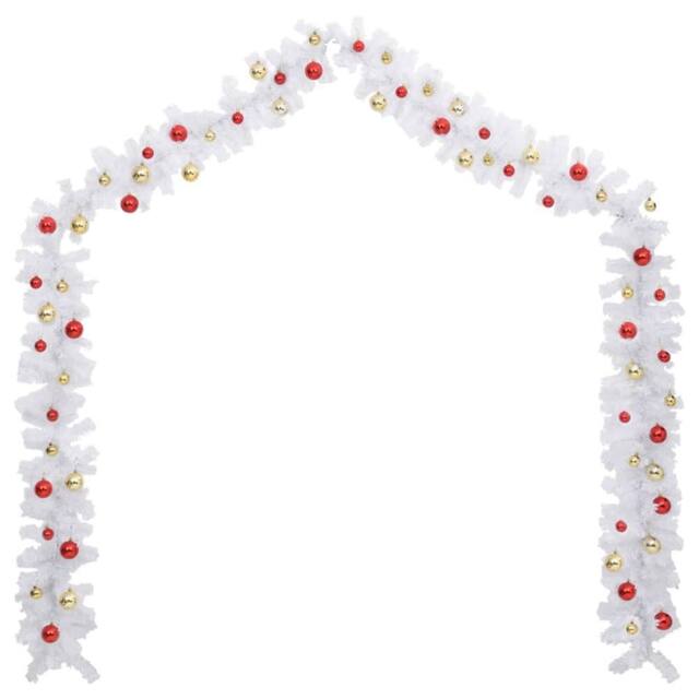 Berkfield Home Suitable Christmas Garland Decorated with Baubles White 10 m - image 1