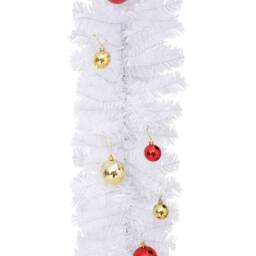 Berkfield Home Suitable Christmas Garland Decorated with Baubles White 10 m - thumbnail 5