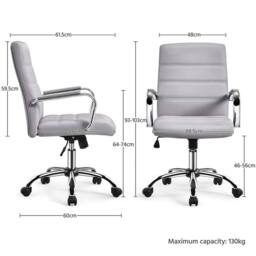 Kelvenix Home Office Chair Leather Light Gray in Light Grey - Size: 0.6m2 - thumbnail 2