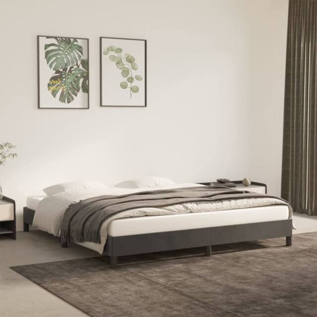 Berkfield Home Bed Frame Dark Grey 180x200 cm Super King Velvet - image 1