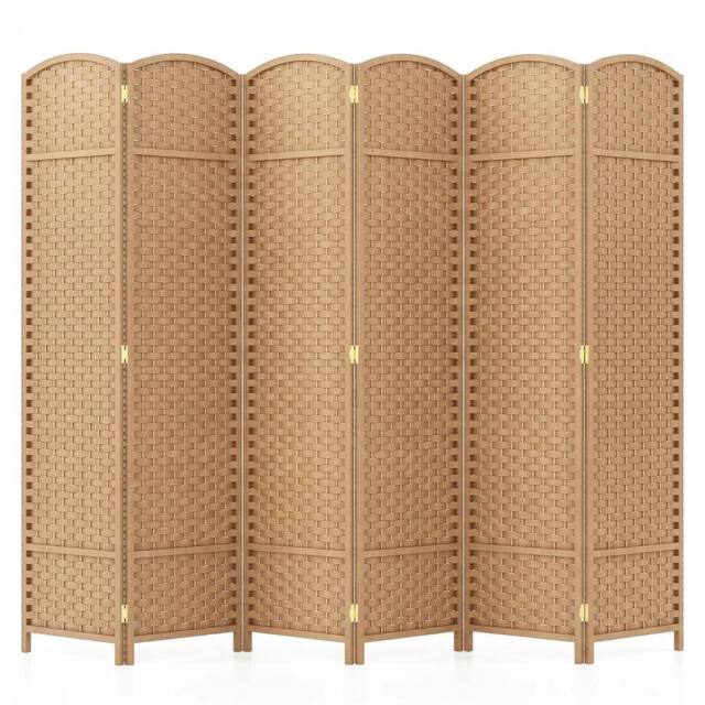 Hinsinc 5.6FT Tall 6-Panel Folding Privacy Room Divider in Natural - Size: 500mm - image 1