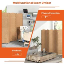 Hinsinc 5.6FT Tall 6-Panel Folding Privacy Room Divider in Natural - Size: 500mm - thumbnail 5