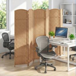 Hinsinc 5.6FT Tall 6-Panel Folding Privacy Room Divider in Natural - Size: 500mm - thumbnail 4