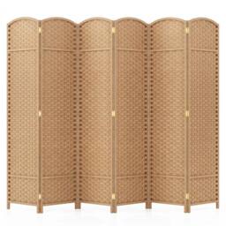 Hinsinc 5.6FT Tall 6-Panel Folding Privacy Room Divider in Natural - Size: 500mm