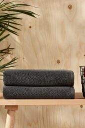 CHRISTY 'Brixton' Luxury Textured 100% Cotton Towels in Black - thumbnail 4