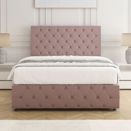 "BSSPOKE Mulberry Divan Bed Velvet 24""Headboard 2Drawers Same Side No Mattress in Pink - Size: King" - thumbnail 3