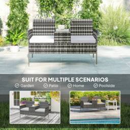Wyld Haus Cofi Dark Grey 2 Seater Rattan Chair with Integrated Centre Table in Charcoal - thumbnail 5