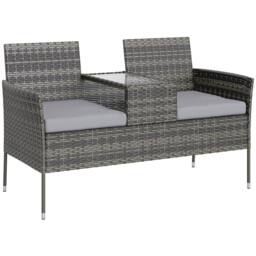 Wyld Haus Cofi Dark Grey 2 Seater Rattan Chair with Integrated Centre Table in Charcoal - thumbnail 2