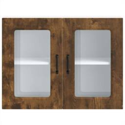 Berkfield Home Kitchen Wall Cabinet with Glass Door Kalmar Smoked Oak Engineered Wood in Brown - thumbnail 6