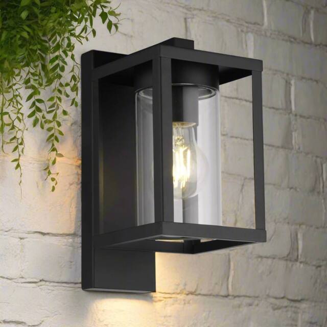 CGC Lighting Outside Wall Light Black Modern, E27 Bulb, Mains Powered, Garden, Porch, Patio Black - image 1