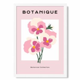 ARTZE Pink Pansies Flower Market Boho Framed Print SIZE: A3 with White Frame - Size: A4