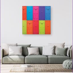 "Warren Reed - Designer Colourful English Doors Canvas in Red - Size: W30"" x H30""" - thumbnail 4