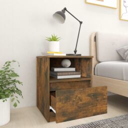 Berkfield Home Bedside Cabinet Smoked Oak 40x40x50 cm Engineered Wood in Brown - Size: 40 x 40 x 50 cm - thumbnail 6