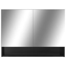 Berkfield Home LED Bathroom Mirror Cabinet Black 80x15x60 cm MDF - Size: 80 x 15 x 60 cm - thumbnail 5