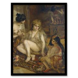 Artery8 Pierre Auguste Renoir Framed Wall Art Interior of a Harem in Montmartre in Brown - Size: A4 - thumbnail 1