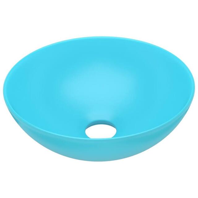 Berkfield Home Bathroom Sink Ceramic Light Green Round in Aqua - image 1