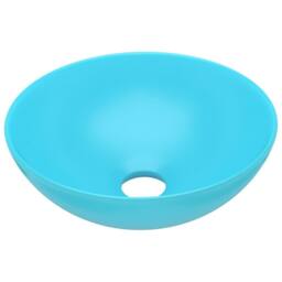 Berkfield Home Bathroom Sink Ceramic Light Green Round in Aqua - thumbnail 1
