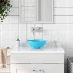 Berkfield Home Bathroom Sink Ceramic Light Green Round in Aqua - thumbnail 2