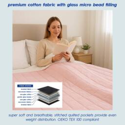 Harbour Housewares Weighted Blanket with Storage Bag - 150 x 200cm - 8kg in Pink - Size: 150 x 200 cm - thumbnail 3