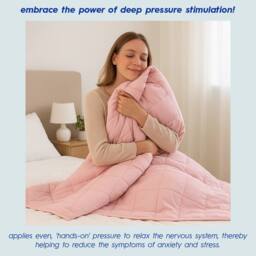 Harbour Housewares Weighted Blanket with Storage Bag - 150 x 200cm - 8kg in Pink - Size: 150 x 200 cm - thumbnail 2
