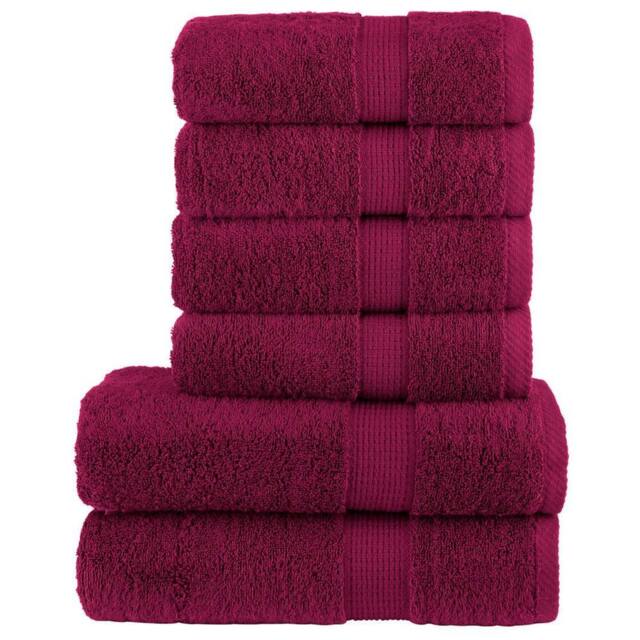 Berkfield Home 6 Piece Premium Towel Set SOLUND Bordeaux 600 gsm in Red - image 1