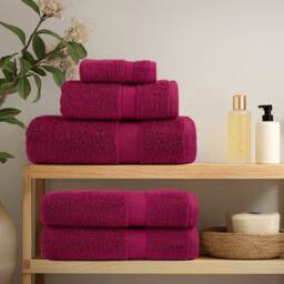 Berkfield Home 6 Piece Premium Towel Set SOLUND Bordeaux 600 gsm in Red - thumbnail 3