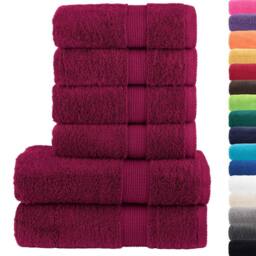 Berkfield Home 6 Piece Premium Towel Set SOLUND Bordeaux 600 gsm in Red - thumbnail 2