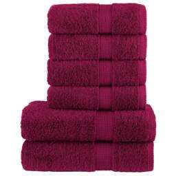 Berkfield Home 6 Piece Premium Towel Set SOLUND Bordeaux 600 gsm in Red - thumbnail 1