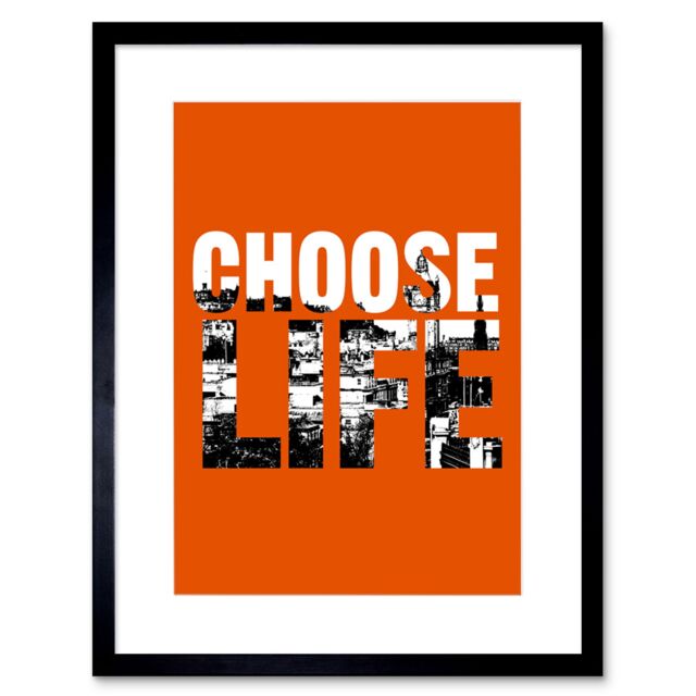 "Artery8 Wall Art Print Choose Life Trainspotting Edinburgh Scotland Artwork Framed 9X7 Inch in Black - Size: W7"" x H9""" - image 1