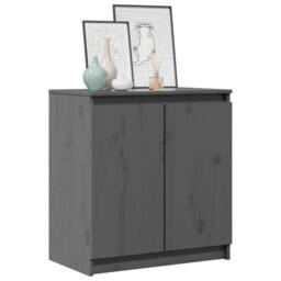 Berkfield Home Side Cabinet Grey 60x36x65 cm Solid Pinewood - Size: 60 x 36 x 65 cm - thumbnail 4