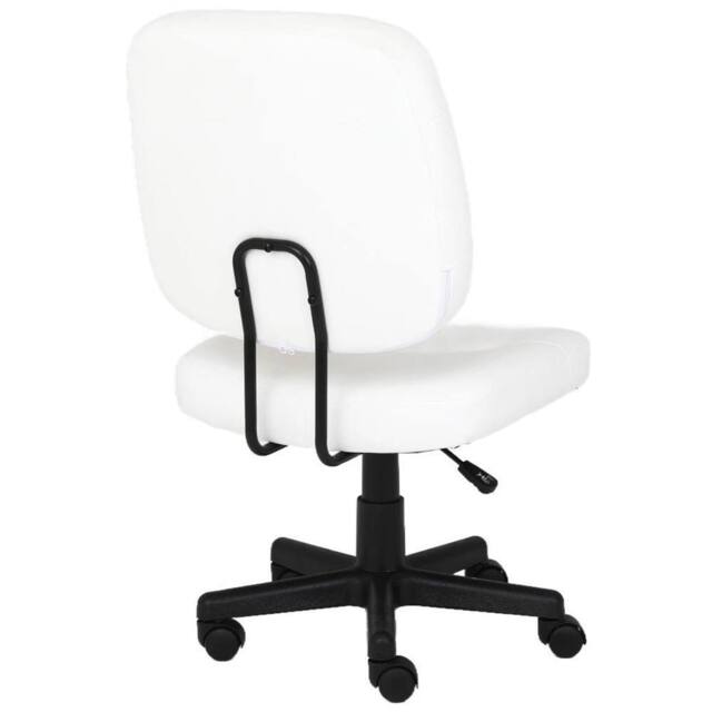 Nordara White-Armless Office Chair PU Leather Desk Chair Swivel Chair in White - image 1