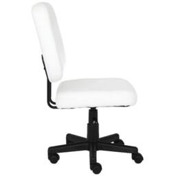Nordara White-Armless Office Chair PU Leather Desk Chair Swivel Chair in White - thumbnail 3