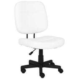 Nordara White-Armless Office Chair PU Leather Desk Chair Swivel Chair in White - thumbnail 4