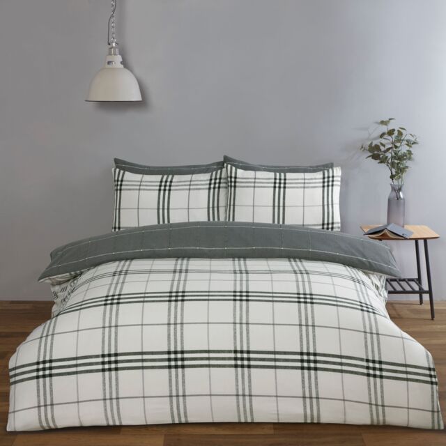 Rapport Home Harris Check Microfibre Duvet Cover Set with Pillowcase in Grey - Size: King - image 1