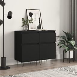 Berkfield Home Sideboards 2 pcs Black 40x35x70 cm Engineered Wood - Size: 40 x 35 x 70 cm - thumbnail 1