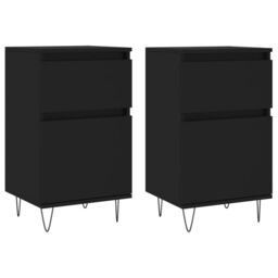 Berkfield Home Sideboards 2 pcs Black 40x35x70 cm Engineered Wood - Size: 40 x 35 x 70 cm - thumbnail 2