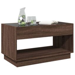 Berkfield Home Coffee Table with Infinity LED Brown Oak 90x50x50 cm - Size: 90 x 50 x 50 cm - thumbnail 4