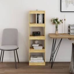 Berkfield Home Classic Book Cabinet Room Divider 40x30x135.5 cm Pinewood in Light Tan - thumbnail 1