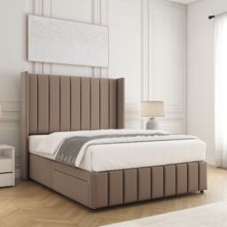 "BSSPOKE Zoe Plush Velvet Divan Bed Set 54"" Headboard & Mattress No Drawers in Bronze - Size: Double" - thumbnail 2