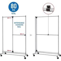KORVIXA Heavy Duty Clothes Rail in Silver - Size: 1000mm - thumbnail 5