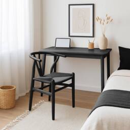 Nicholas Winter 2x Black Beech Wood Scandi Danish Style Dining Chairs - Solid Wood Chairs - thumbnail 6