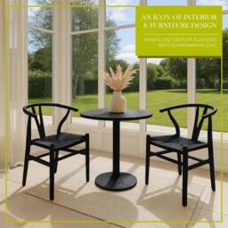 Nicholas Winter 2x Black Beech Wood Scandi Danish Style Dining Chairs - Solid Wood Chairs - thumbnail 2