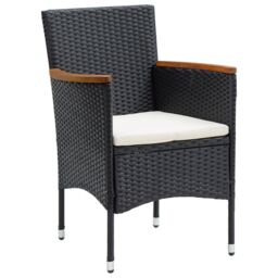 Berkfield Home 5 Piece Garden Dining Set with Cushions Black - thumbnail 3
