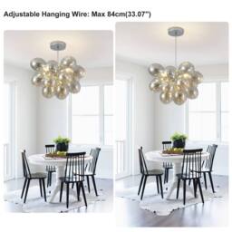 NIVOR 3-Light Modern Sputnik Chandelier Gold Globe Glass Ball Pendant Light in Brown - thumbnail 4
