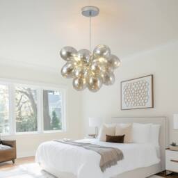 NIVOR 3-Light Modern Sputnik Chandelier Gold Globe Glass Ball Pendant Light in Brown - thumbnail 6