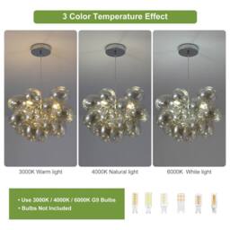 NIVOR 3-Light Modern Sputnik Chandelier Gold Globe Glass Ball Pendant Light in Brown - thumbnail 5