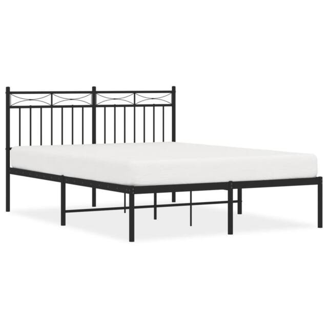 Berkfield Home Metal Bed Frame with Headboard Black 140x190 cm - image 1