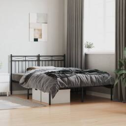 Berkfield Home Metal Bed Frame with Headboard Black 140x190 cm - thumbnail 2
