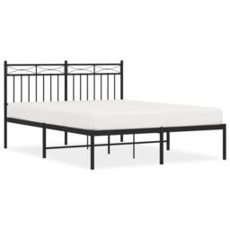 Berkfield Home Metal Bed Frame with Headboard Black 140x190 cm - thumbnail 1